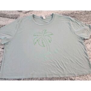 WINDMILL BAR ST JOHN USVI CROPPED SHIRT WOMENS XL GREEN PALM TREE BEACH TROPICAL